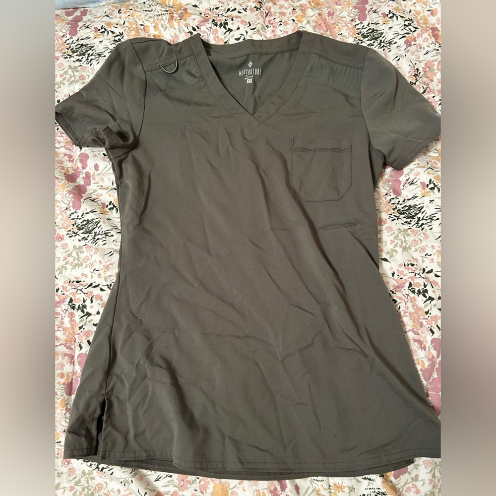 Med Couture Olive Green Scrub Top